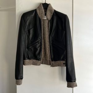 Chanel Calfskin and Tweed Jacket, 38